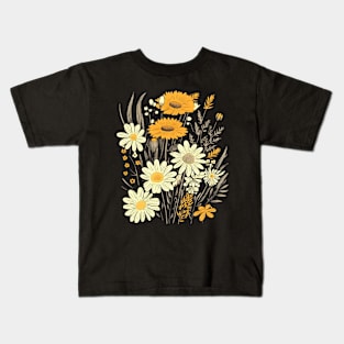 Wild Flowers, Vintage Botanical, Pastel Floral Nature, Garden Lover, Flower Lover Kids T-Shirt